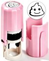 Bertiveny Poop Stamp Mini Self-Inking Round Stamps for Stamping Crafting Planners Teacher Novelty Stamps for Classroom School Educational Learning Activities Party (Poop(Pink Mount))
