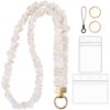 BESARME Breakaway Scrunchie Lanyard for ID Badges and Keys Lightweight Stretch Teacher Lanyard Design with Clasp for Teachers and Students, Hospital Staff, and Appreciation Gifts (Beige)