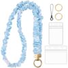 BESARME Breakaway Scrunchie Lanyard for ID Badges and Keys Lightweight Stretch Teacher Lanyard Design with Clasp for Teachers and Students, Hospital Staff, and Appreciation Gifts (Blue)