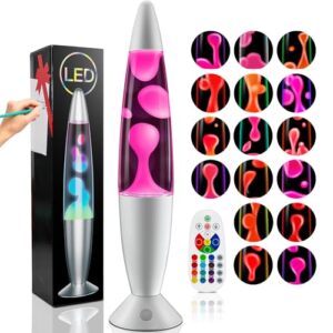 Besight Liquid Motion Lamps with Remote, 17 Colors Changing Night Light 13.5 Inch RGB LED Table Lamp Relaxing for Kids Adults, LED Night Lights Lamp for Home Decor Christmas,Party,Pink Wax