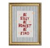 Be Silly Be Honest Be Kind Wall Art, Kids Room Positive Wall Decor Painting Striped Quote Sign Canvas Print Picture for Bedroom Nursery Playroom Classroom 12x16 Inch Gold Framed