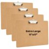 Besosay Extra Large Clipboards, 11"x17" Woden Horizontal Clip Boards with Low-Profile Clip and Retractable Hook for Drawing, Sketching, Landscape Drafting and Artist