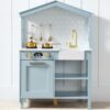 Best Choice Products Pretend Play Wooden Farmhouse Kitchen Set for Kids w/Toy Storage, Clicking Knobs, Windows, 5 Accessories Included - Ocean