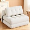 BestMassage Folding Sofa Bed, 3 in 1 Memory Foam Bean Bag Chair, Beige