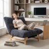 Beuiosda Corduroy Bean Bag Chair for Adults with Backrest Grey