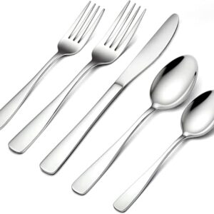 BEWOS 40 Piece Silverware Set - Stainless Steel Silverware Sets for 8 Include Spoon, Forks, Knives, Mirror Polished Flatware Set for Home, Kitchen, Restaurant, Dishwasher Safe