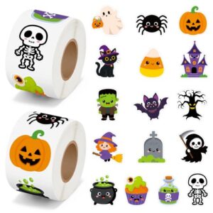 BeYumi Halloween Cute Sticker Roll - 1000Pcs Spooky Boo Skull Stickers Kids