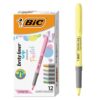 BIC Brite Liner Grip Pastel Highlighter Set, Chisel Tip, 12-Count