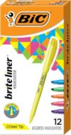 BIC Brite Liner Highlighters, Chisel Tip, 12-Count Pack, Assorted Colors