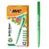 BIC Brite Liner Highlighters, Chisel Tip, 12-Count Pack of Green Ink
