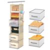 BIEBOS 6-Tier Hanging Organizer w/ 3 Drawers,Side Pockets for Closet,Beige