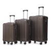BIFULDYO 3 Pcs Luggage Set, 20/24/28 Inch HardShell Suitcase Spinner Wheels (Brown-B)