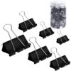 Binder Clips Paper Clamps Assorted Sizes 200 Count (Black) | Jumbo Large Medium Small and 6 Sizes with Box for Office and Home