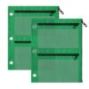Binder Zipper Pouch 2 Pack, Irish Green Transparent Mesh Front 3 Ring Binder Pencil Pouch, 11"x8.9"