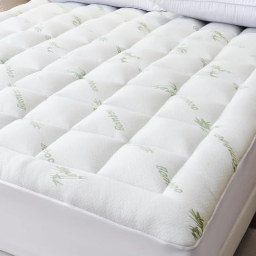 Bioeartha Cooling Mattress Topper Twin XL– Extra Soft Pillow Top Mattress Pad, Breathable Viscose Made from Bamboo Mattress Protector for Back Pain Relief, Deep Pocket Cover Fits 8–21 Inch