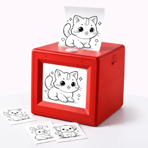 Bioetva AI Voice Sticker Printer, Portable Inkless Thermal Printer with Display, Voice Control Mini Printer with 5 Rolls Paper, DIY Sticker Maker for Notes, Photos and Creative Projects