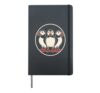 Bird Watching Cartoon Puffin Trio Badge Design Hardcover Journal, Black