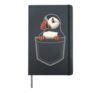 Bird Watching Cute Puffin Peeking Pocket Design Hardcover Journal, Black