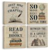 BIWSHA Reading Posters for Library Set of 4,Library Decor,Book Club Decorations,Book Lovers Gifts,Retro Vintage Wall Art for Reading Room Classroom Nursery 12x12 Inch