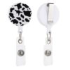 Black and White Cow Print Sturdy Badge Reel, ID Badge Holder Clip
