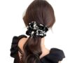 Black and White Floral Print Hair Scrunchie