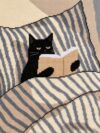 Black Cat Reading Book Stamped Cross Stitch Kits for Beginner 12x16 Inch