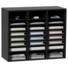Black File Sorter Organizer Wooden Document Storage Box with 24 Adjustable Compartments, File Sorter Organizer for Office Desk, Black Mail Holder Letter Tray