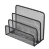 Black Metal Mesh Letter Holder 3-Section Desktop File Organizer