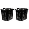 Black Plastic Laundry Baskets 2-Pack, 2-Bushel Ventilated