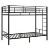 Black Twin Bunk Bed Square Tube High Guardrail Side Ladder Opening Iron Bed