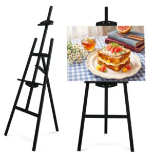 Black Wooden Easel for Painting & Sign, Pine Standing Easel for Painting