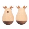 Blaihild Wooden Roly Poly Toy Animal, Synthetic Wood Deer Wobbler, Balancing Toy for Kids Home School Play