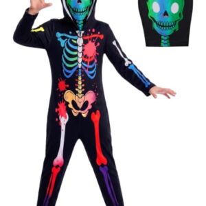 Blaward Boys Girls Halloween Skeleton Costume Jumpsuit, Multicolor, 6-7Y