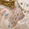 BLGTGH Red Blue Yellow Baroque Vintage Gem Medal Nail Stickers