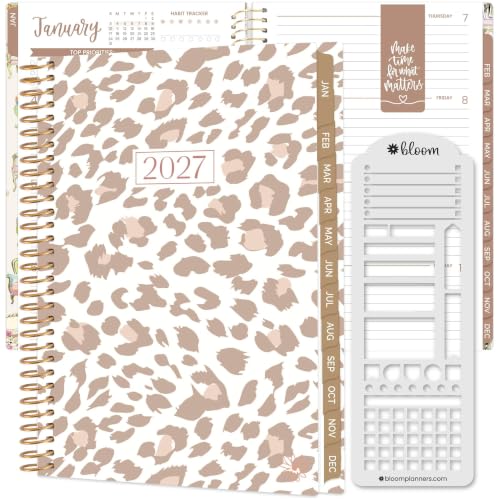 bloom daily planners 2027 Planner (January - December 2027) - Weekly & Monthly Softcover Planner for Women - Calendar Year Inspirational Agenda Book with Stickers - 5.5" x 8.25" - Tan Leopard