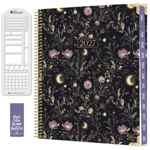 bloom daily planners HARDCOVER Planner 2027 (8.5" x 11") January - December 2027 Calendar Year - Task Goal Planner for Women - Monthly & Weekly Inspirational Agenda Book - Moonlit Garden