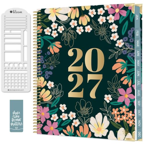 bloom daily planners HARDCOVER Planner 2027 (8.5" x 11") January - December 2027 Calendar Year - Task Goal Planner for Women - Monthly & Weekly Inspirational Agenda Book with Stencil - Blooming Wildly