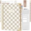 bloom daily planners HARDCOVER Planner 2027 for Women - Calendar Year (January - December 2027) - A5 Monthly & Weekly Inspirational Agenda Book - 5.5” x 8.25” - Checkered, Café