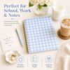 Blue Gingham Hardcover Spiral Notebook, 8 x 10.5 in, 200 Pages