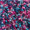 Blue Magenta Aurora Mix Pony Beads – Aesthetic Mix for Bracelets & Jewelry, Made in USA (500 pcs) 6x9mm Large Hole Plastic Craft Beads for Concert Festival Bracelets, Arts & Crafts