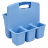 Blue Plastic Supply Caddy with 4 Compartments, 30 x 21.4 x 28 cm