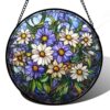 Blue Purple Daisy Birth Flower Stained Glass Style Suncatcher Window Hanging Decor Acrylic Jigsaw Puzzle 83 Pieces Irregular Pieces 7.4 in Door & Garden Decor Holiday Gifts for Women Men and Friends