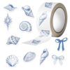 Blue Seashell Bow Roll Stickers Under the Sea Beach Stickers for Kids Party