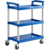 Blue Utility Bussing Cart with 3 Shelves