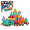Bmag 100PCS Mini Magnetic Tiles Building Set with 2 Mini Cars