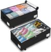 boailydi 10-in 75L Low Profile Under Bed Storage with Wheels, 2 Pack,Black