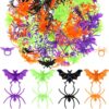 Boao 80 Pcs Halloween Rings Bulk for Kids, Spider and Bat Adjustable Plastic Rings, Halloween Party Favors, Trick or Treat Goodie Bag Stuffers, Classroom Prizes, Cupcake Toppers, Toy Rewards