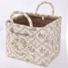 Boho Fabric Storage Basket Large Floral Fabric Storage Bin with Exterior Pocket, Floral Laundry Basket with Pocket for Nursery & Car