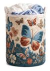 Boho Floral Quilted Laundry Basket with Handles, Large Capacity Quilted Storage Hamper for Nursery Bedroom Home Decor Laundry Hamper，Pattern 07：Large (28"H x 20"W x 20"L)