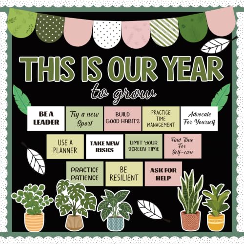 Boho Motivational Bulletin Board Decorations Plant Welcome Back to School Bulletin Board Growth Mindset Positive Affirmations Wall Decor for Teacher School Office Classroom Door Decorations